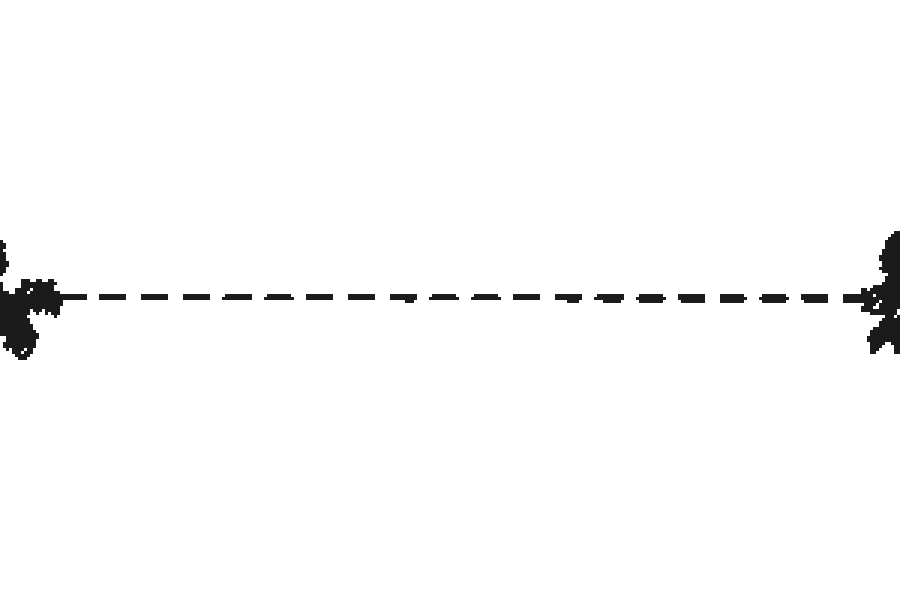 A wobbly dotted line cutting across the page, two small marks on either side