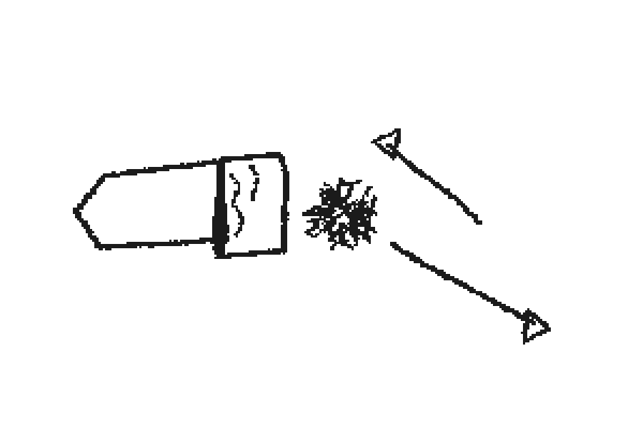 A wobbly knife and two arrows pointing different ways