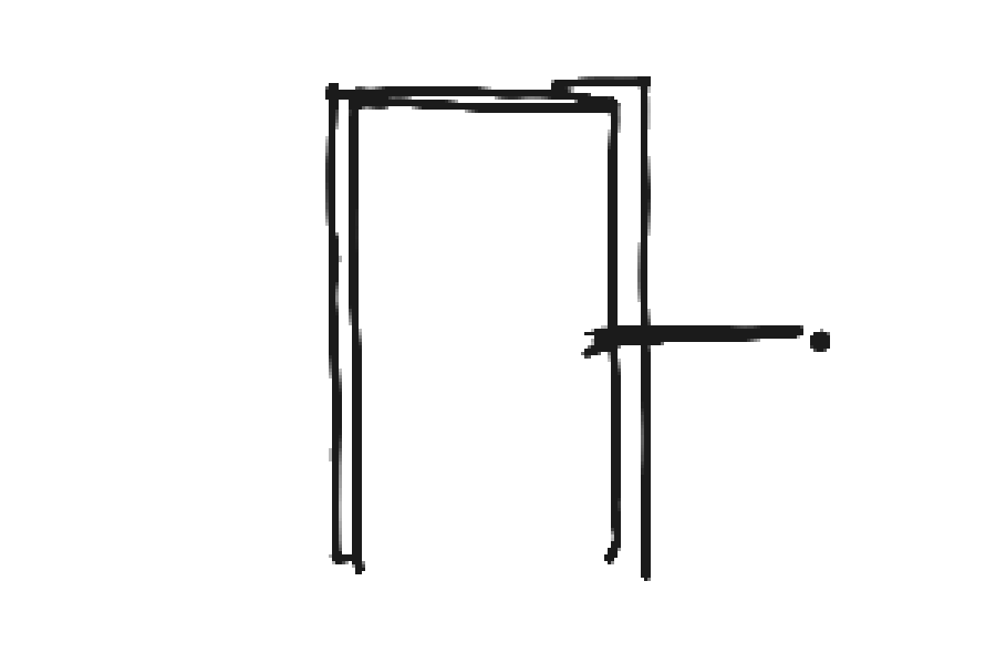doodle of a hand on a doorframe